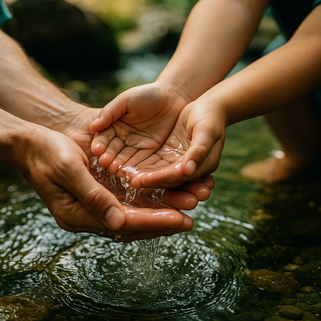 Hände schöpfen erfrischendes Wasser Vitalität Zellgesundheit Epigenetik Hände schöpfen erfrischendes Wasser Vitalität Zellgesundheit Epigenetik